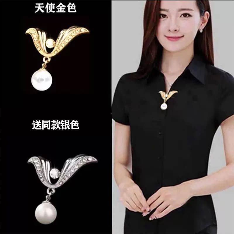 Senhoras Anti-reflexo broche 2026 novo estilo moda na moda anjo pérola decote fixo High-End feminino broche pino