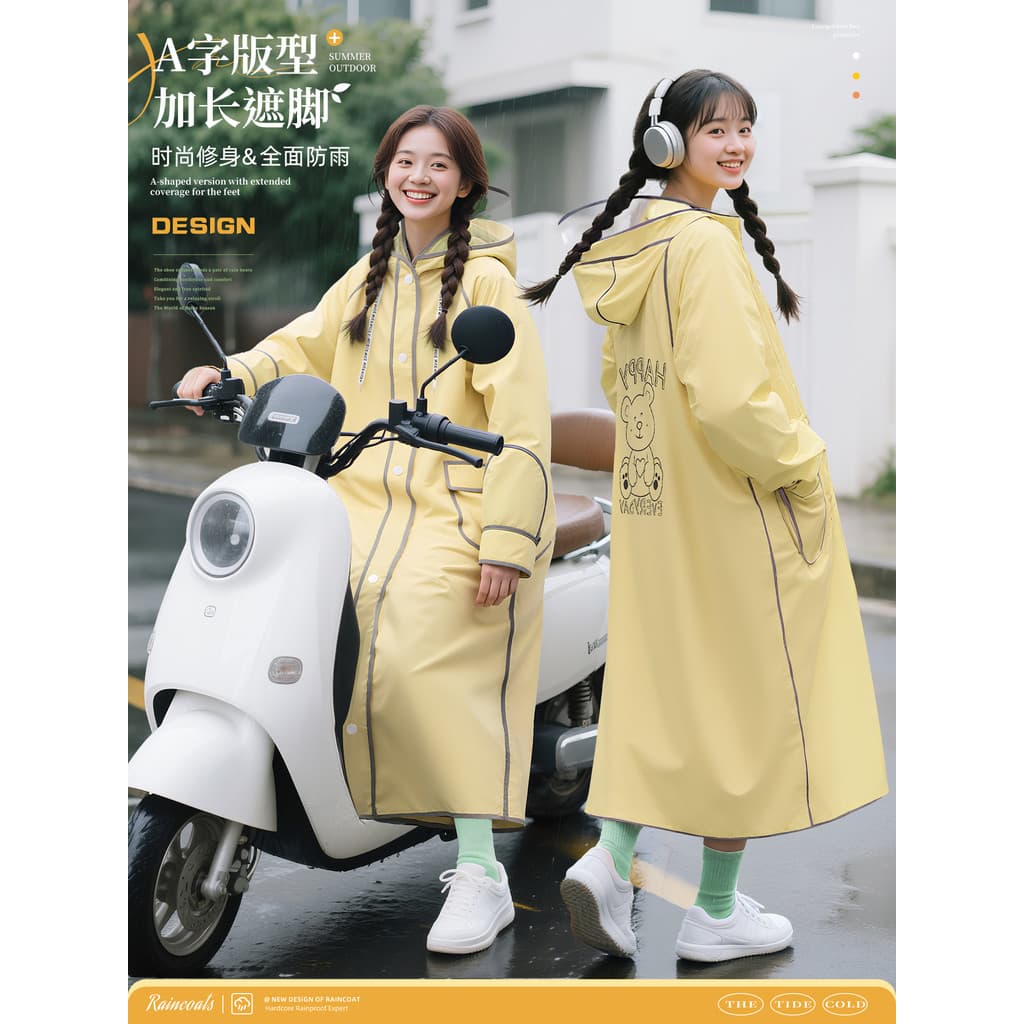 Capa de chuva longa de corpo inteiro, à prova de chuva, estudante, escola, dedicada, adulto, uso ao ar livre, veículo el