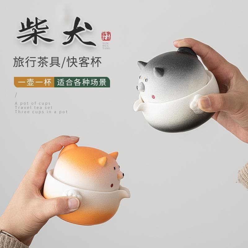 Novo estilo chinês cerâmica viagem conjunto de chá criativo caqui única pessoa ao ar livre portátil fabricante chá um po