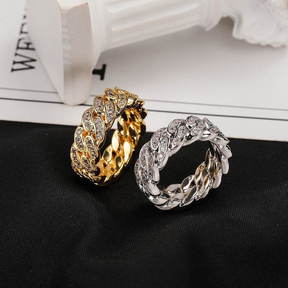 Anel cubano de Jackson Wang com incrustação de diamantes, anel unissex moderno, acessório personalizado no estilo hip-ho