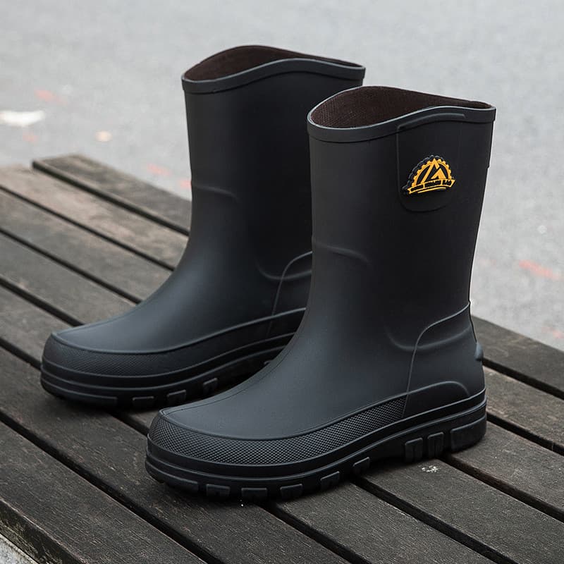 Botas de chuva de cano médio masculinas Takeaway Rider Botas de chuva antiderrapantes dedicadas com sola grossa @-