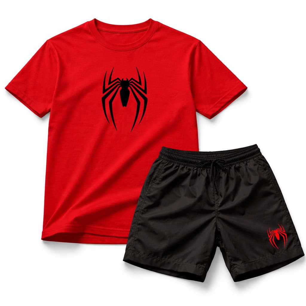 Kit Camiseta 100% Algodão Fio 30.1 Premium + Short Moletinho DTF Herói Aranha