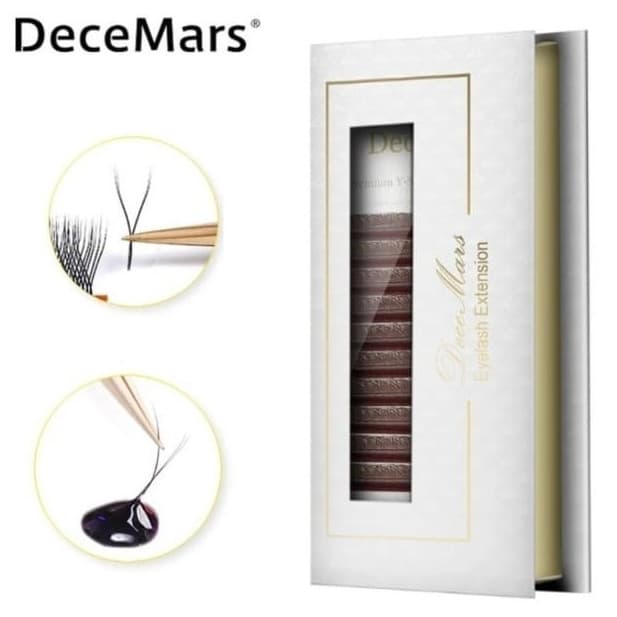 Cílios Y Marrom Decemars Original com Selo Volume Brasileiro Fio YY Extensão De Cilios Retenção Cola