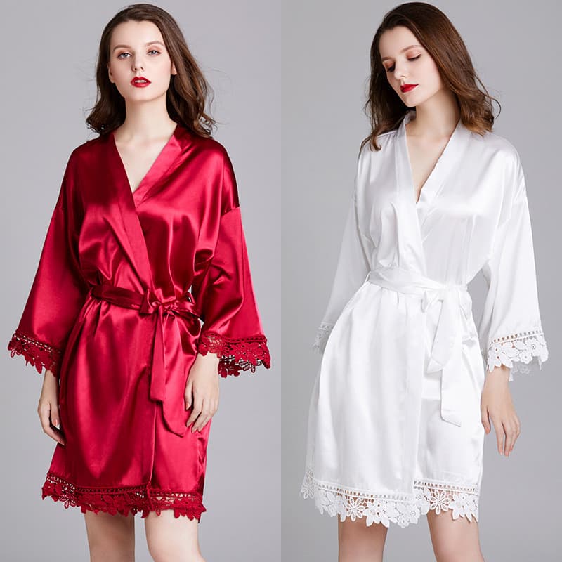 Pijamas femininos transfronteiriços para primavera e verão, robe de seda gelada de manga comprida, tamanho grande, para