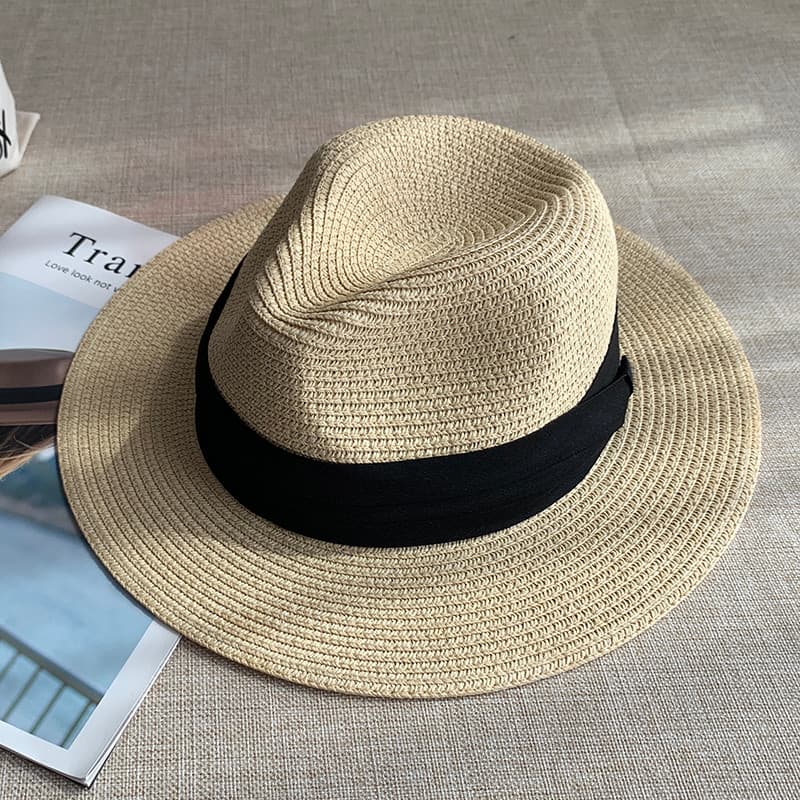 Verão novo estilo panamá chapéu de palha bege Pastoral homens mulheres casais All-Match chapéu de sol chapéu de praia ab