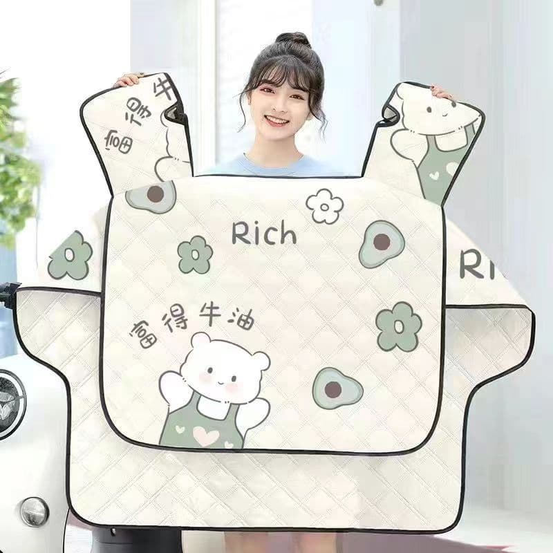 Japão importado veículo elétrico pára-brisa colcha verão protetor solar capa fina à prova dwaterproof água bateria motoc