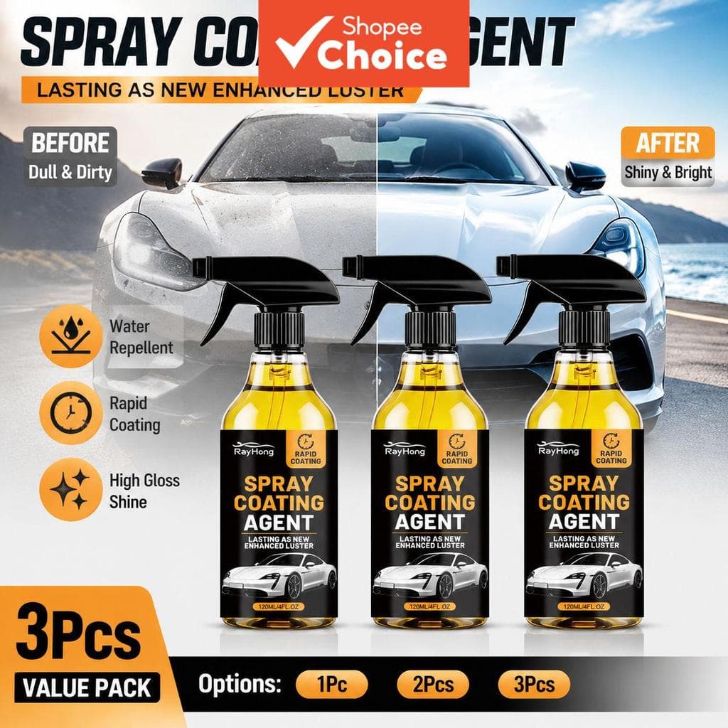 Spray de Revestimento para Carros com Silicone de Aminoácidos, Brilho Hidrofóbico e Proteção da Pintura, 120ml, Versão