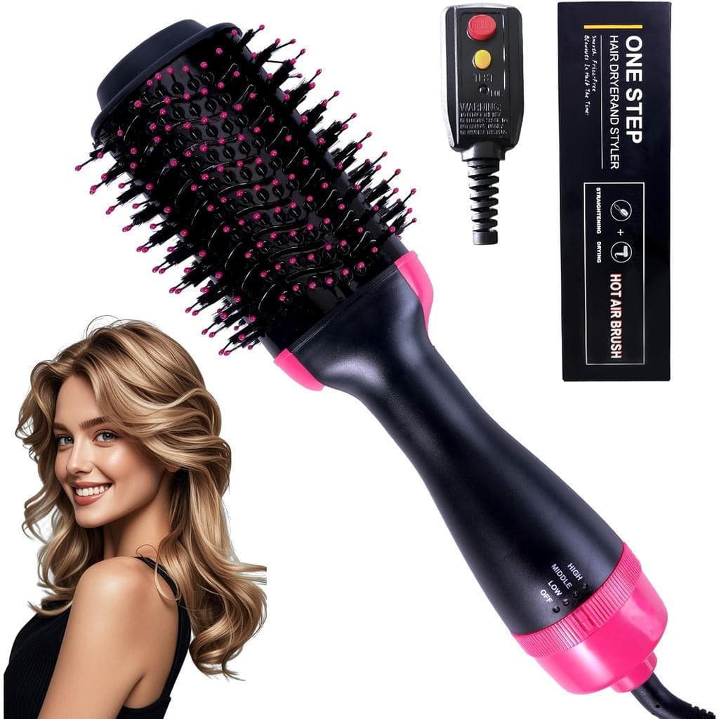 Escova Secadora de Cabelo 4 em 1 - Escova Secadora de Ar Quente com Tecnologia Iônica, Cerâmica e Titânio para Penteados
