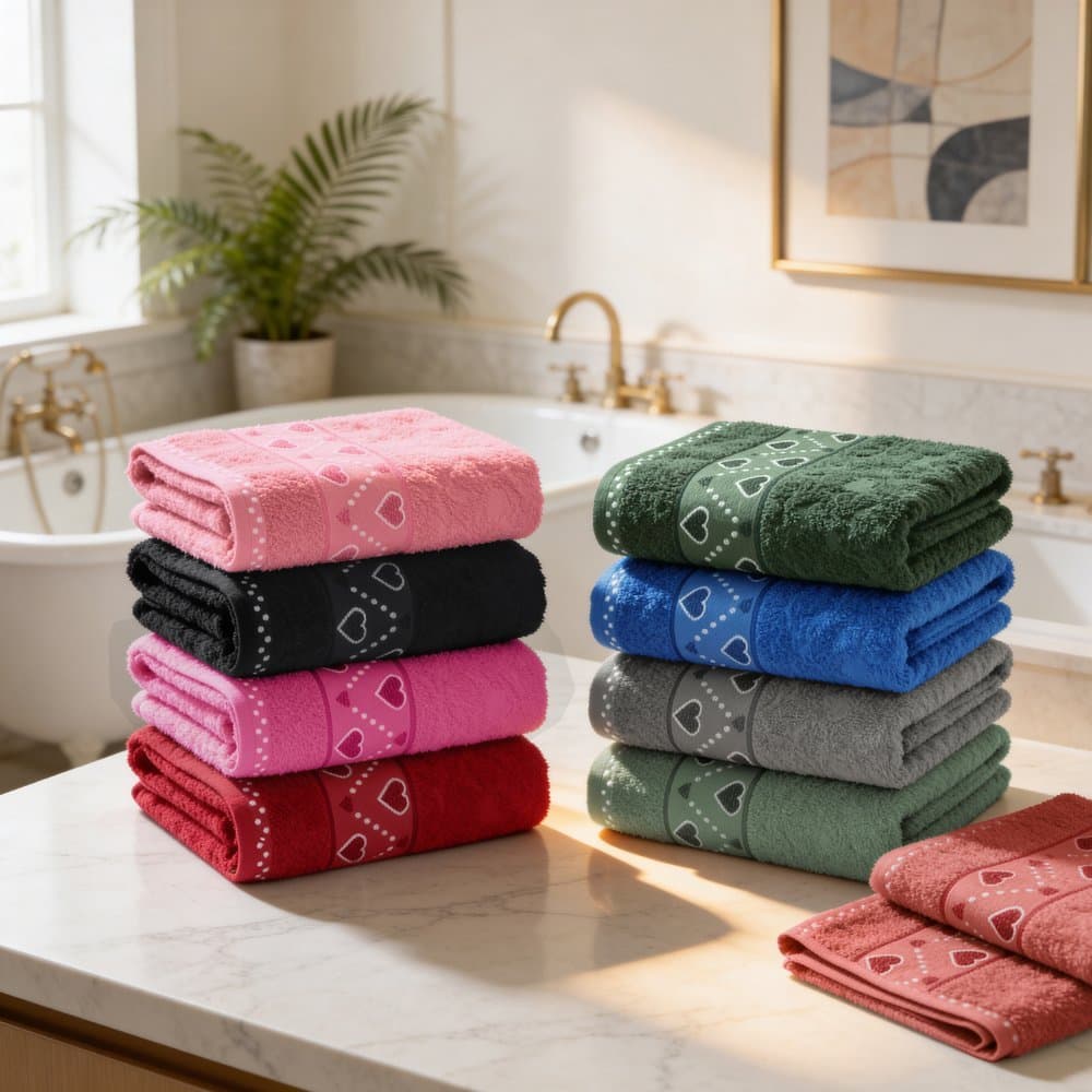 Toalha de Rosto Jacquard Corações - 360G/M²