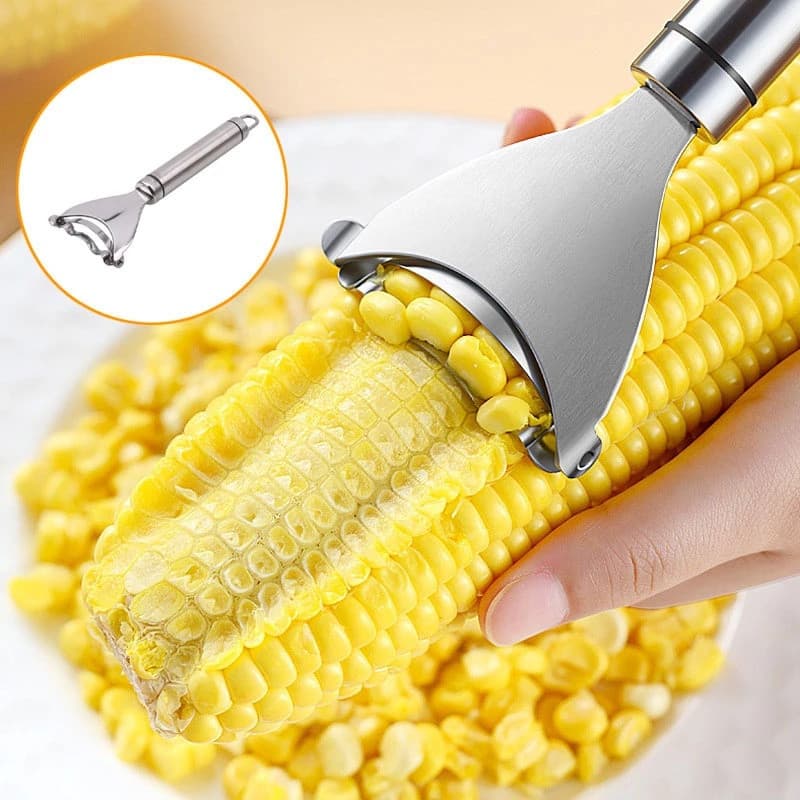 Descascador de Milho em Aço Inoxidável, Ferramenta de Cozinha Fácil de Usar, Adequado para Frutas e Vegetais