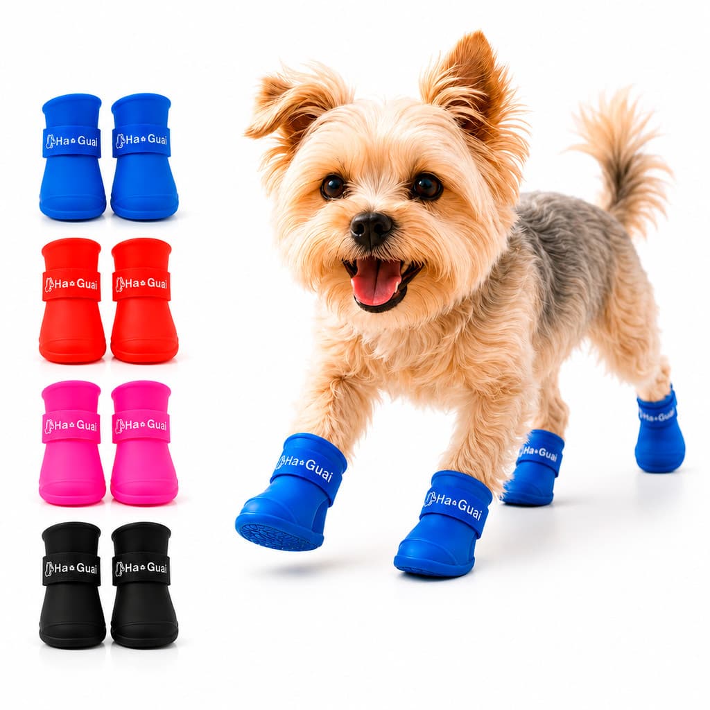 Bota Sapato Cachorro gato Pet Chuva Passeio Antiderrapante porte médio patinha G 3" não escorrega conforto borracha