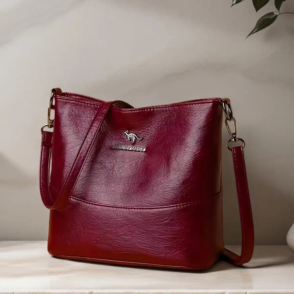 [EM ESTOQUE] Bolsa feminina, design clássico, múltiplos compartimentos, material de couro macio, grande capacidade, prát