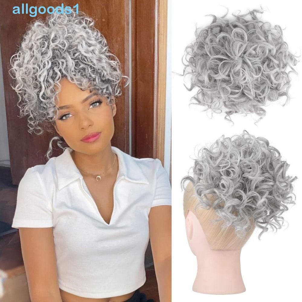 ALLGOODS Grande Onda Chignon Acessórios De Cabelo Extensões Elástico Cordão Clipe Em Feminino Preto Coque Sintético