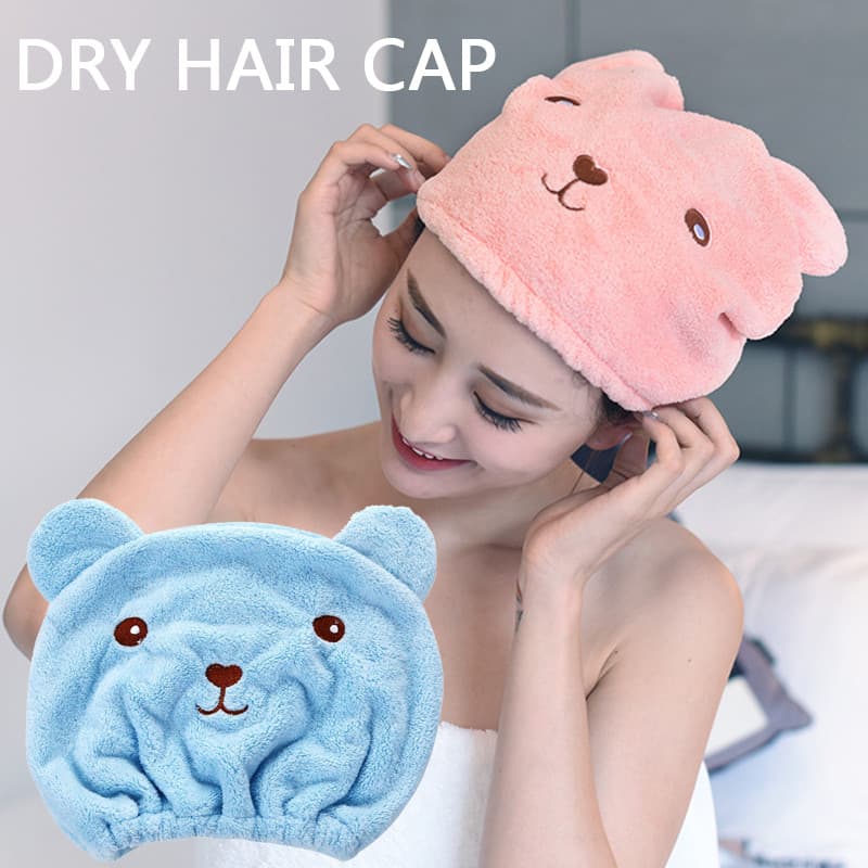Touca De Cabelo Seco De Urso Fofo , Toalha De Banho De Chapéu Ultramacio De Veludo Longo Com Absorção Forte