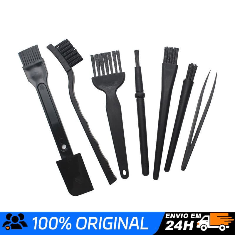 Kit 7 Pincel E Escova Antiestático Esd P/ Limpeza De Placas Ideal Para Fãs De Teclados