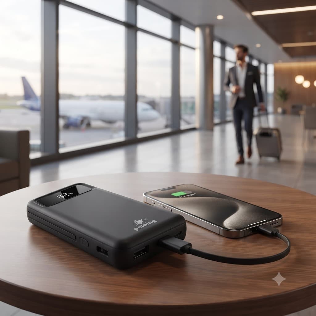 Power Bank 10000mah Com 4 Cabos Integrados Display Digital Carregador Portátil Para iPhone e Android