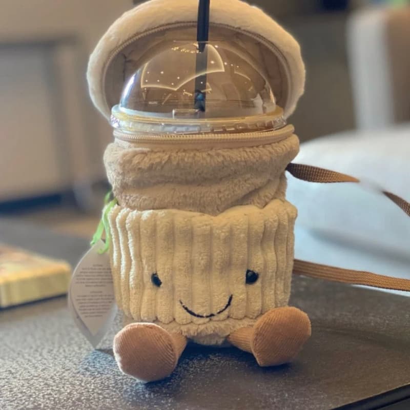 Saco De Chá De Leite De Café Britânico Crossbody Bolsa Feminina Peluda De Copo De Brinquedo De Viagem