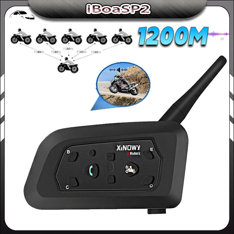 Moto V6 Pro Fone De Ouvido Intercomunicador De Capacete De Motocicleta Bluetooth Com Interfone BT De 1200M
