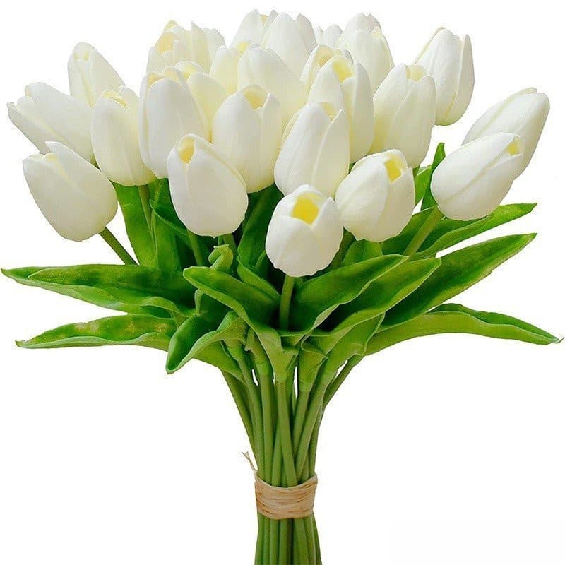 Tulipa de simulação de pacote de 5 varas, toque realista, buquê falso, adequado para decoração de casamento em jardim do