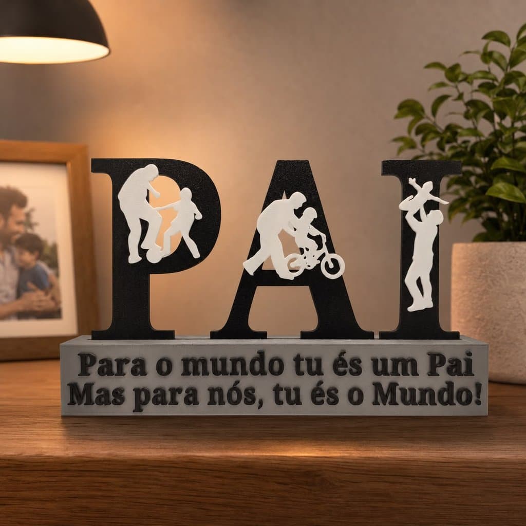 Placa Decorativa PAI em Impressão 3D – Presente Especial para o Dia dos Pais