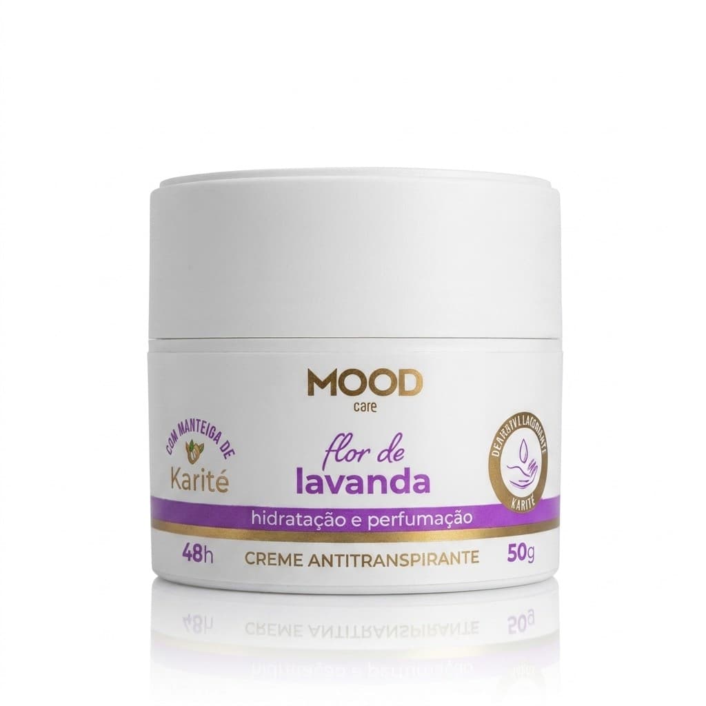 Creme Antitranspirante Mood Care Flor De Lavanda 50g Manteiga De Karite Protecao 48hs Hidrata Axilas