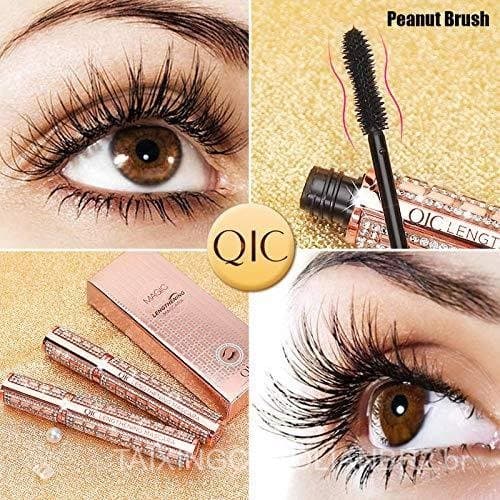 Máscara para Cílios à Prova d'Água, Alongadora e Curvadora, Máscara de Fibra Natural com Escova Grossa para Cílios Longo