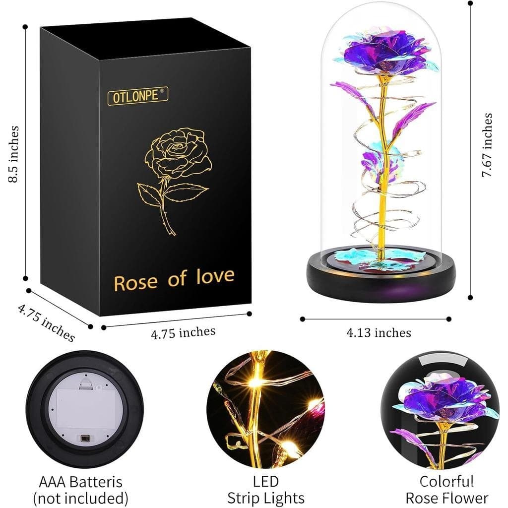 Lâmpada de Flor Rosa Artificial Preservada Otlonpe, Presentes Eternos para Mulheres em Aniversários, Natal, Dia dos Namo