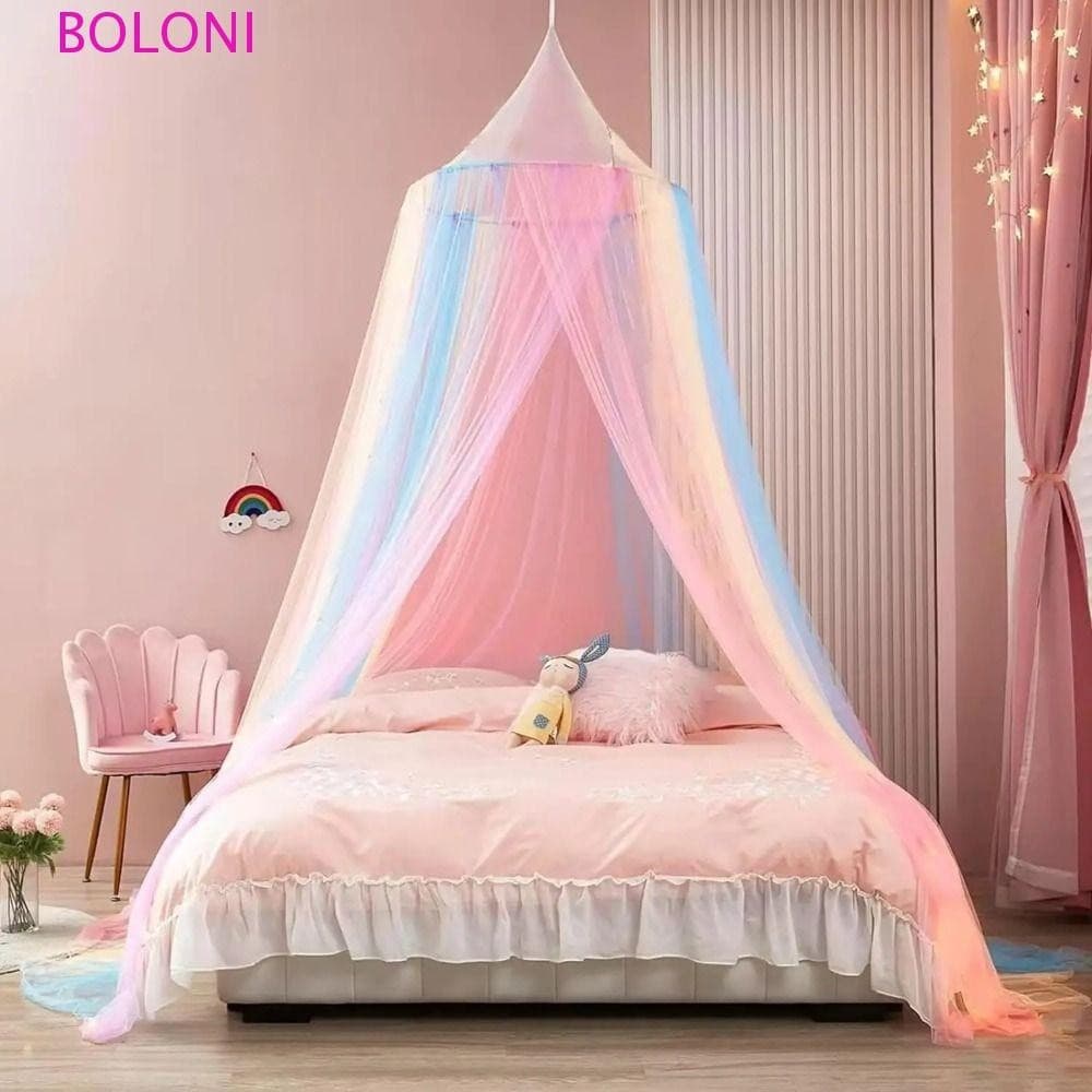 Rede Mosquiteira em Forma de Cúpula Colorida em Arco-Íris Estilo Princesa BOLONI, Rede Mosquiteira Suspensa de Fácil Ins