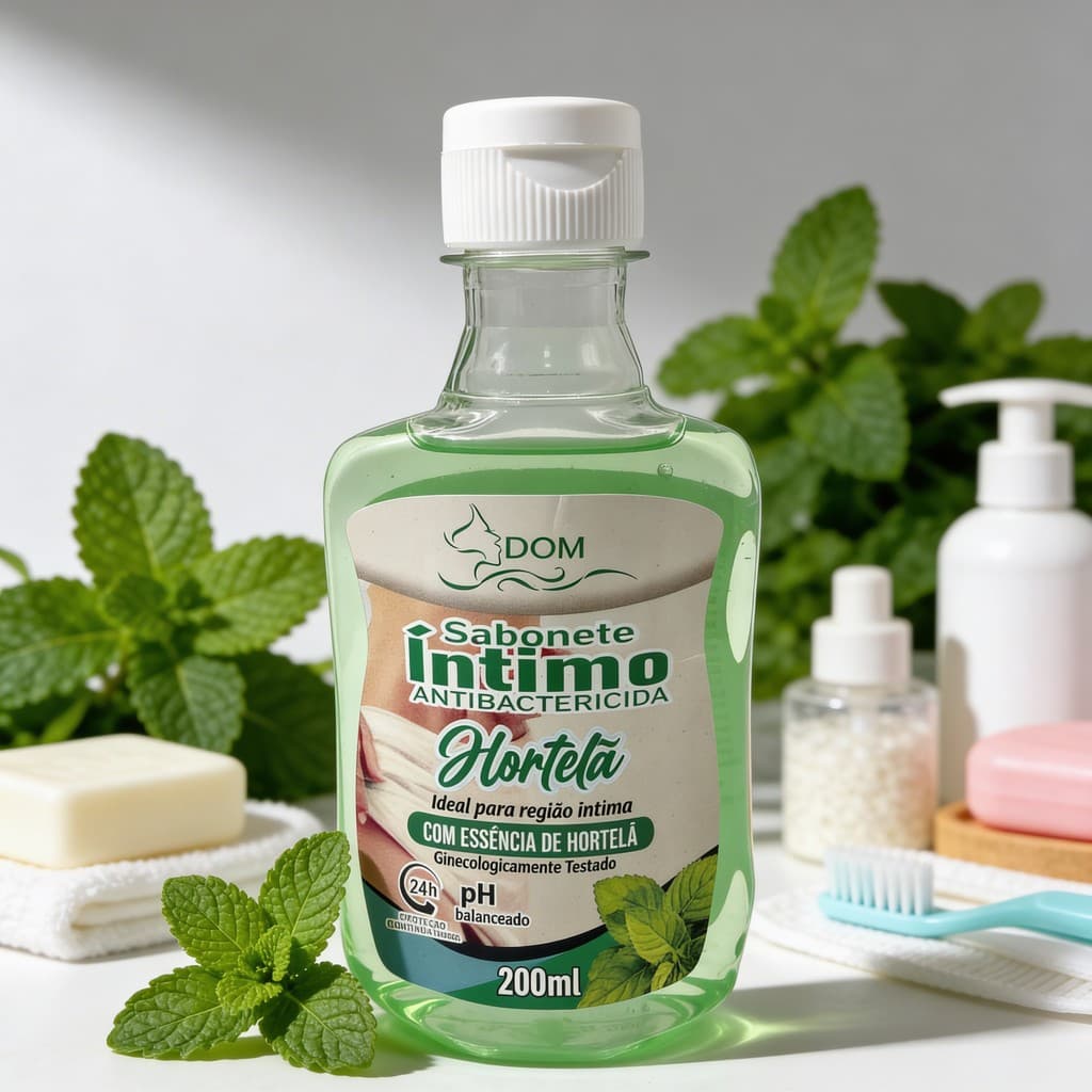 Sabonete Íntimo Antibactericida Hortelã 200ml DOM 🌿✨| pH Balanceado,Proteção 24h,Frescor Prolongado