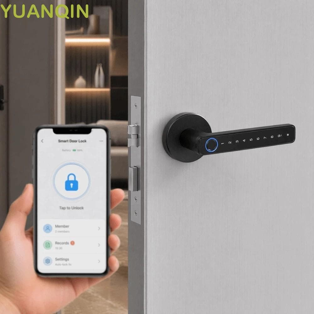 Maçanetas Digitais Eletrônicas YUANQINZT , Fechadura Inteligente Com Impressão Digital Senha Bluetooth Remota