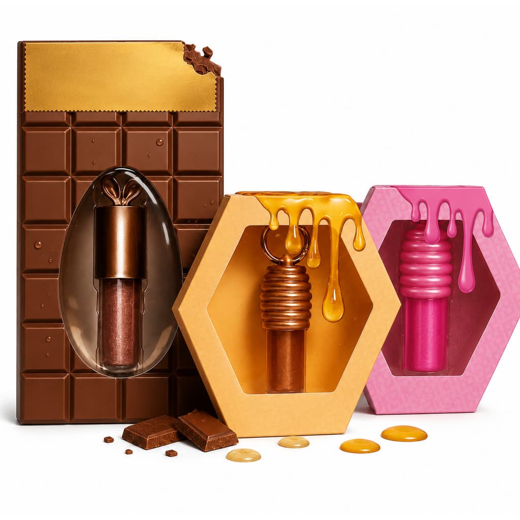 Brilho Labial Gloss Hidratante Aroma Mel Dourado Rosa Chocolate Kit 1 2 ou 3