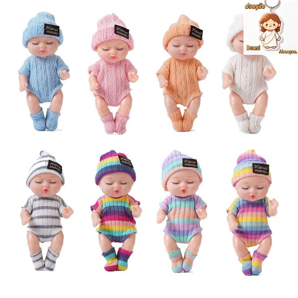 Boneca Bebe Silicone Reborn Simulação  Dormir Bebê Mini Fofa Menino Realista Vestido De Brinquedos Meninas Dia Das Crian