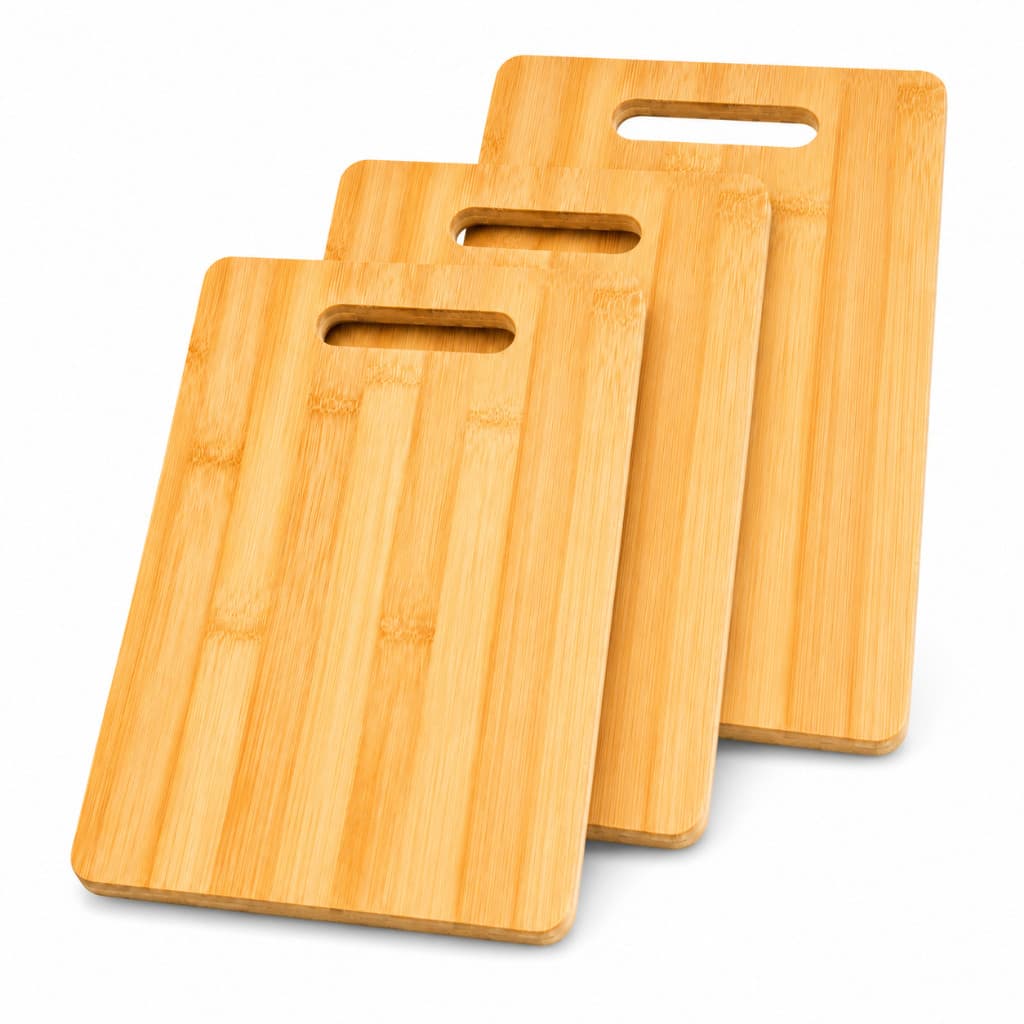 Kit 3 Tábuas De Corte Frutas Legumes Carnes Em Bambu 100% Separe o Uso De Tábuas