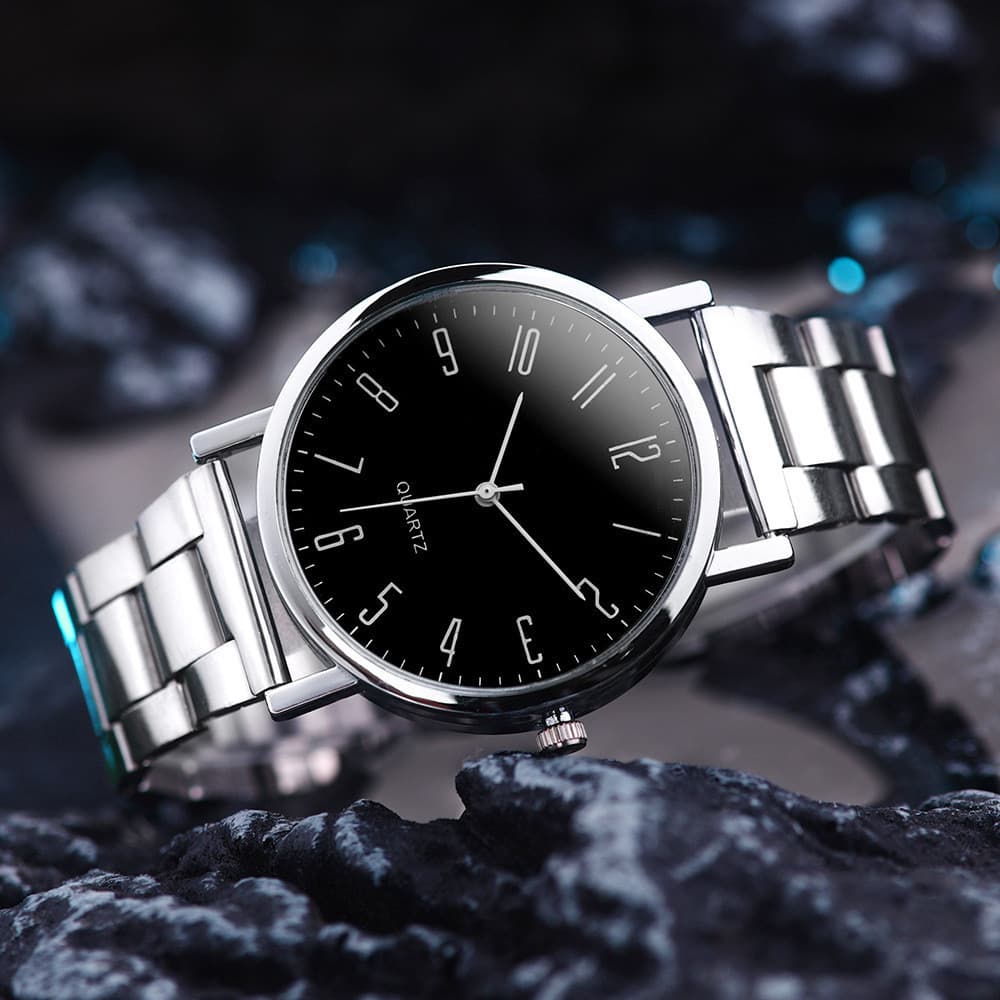 Relógio de Quartzo Casual Elegante para Homens, Pulseira de Aço Inoxidável, Adequado para Negócios e Uso Diário SKBE 2HI