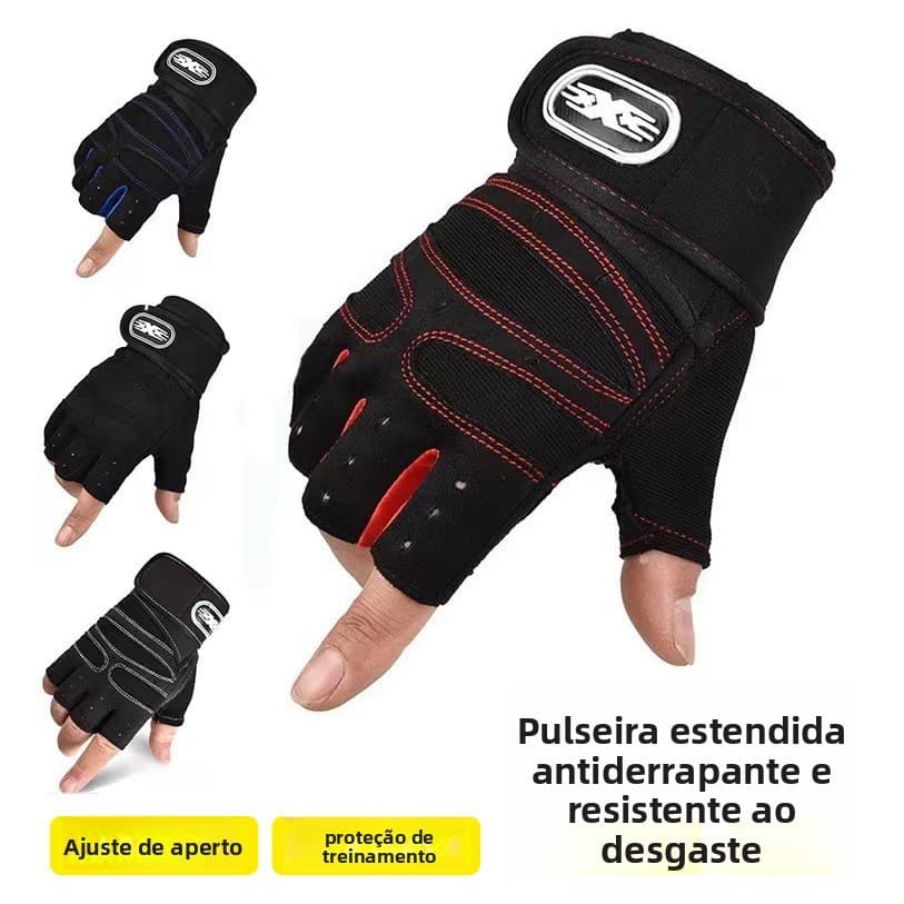 Luvas de meio dedo para treinamento, yoga, ciclismo, esportes de montanhismo masculinos e femininos, antiderrapantes, re