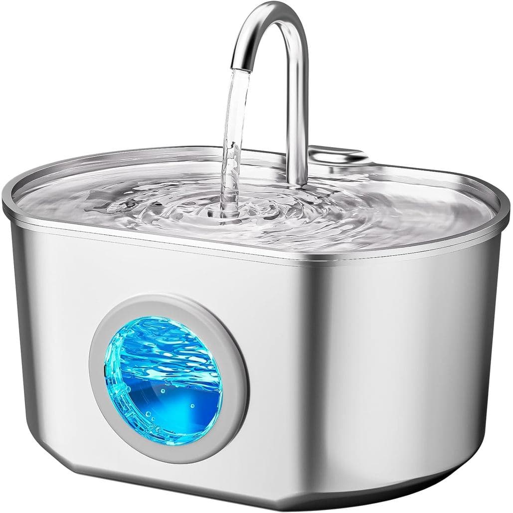 Fonte de Água para Gatos em Aço Inoxidável: 74oz/2.2L Fonte para Beber para Gatos |   Bebedouro Automático para Animais