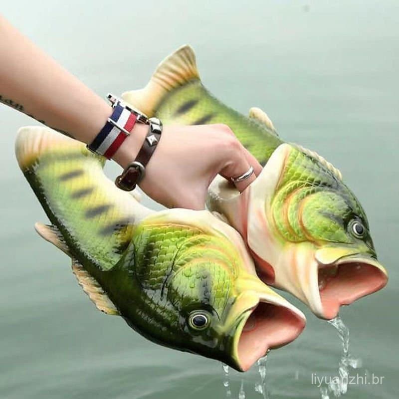 Chinelos Divertidos Antiderrapantes em Forma de Peixe, Chinelos Impermeáveis para Uso Interno, Chinelos Masculinos Moder