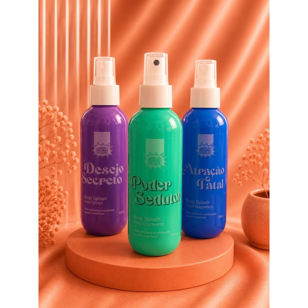 Body Splash Super Poderes 200ml – Fragrâncias Poder Sedutor, Atração Fatal e Desejo Secreto