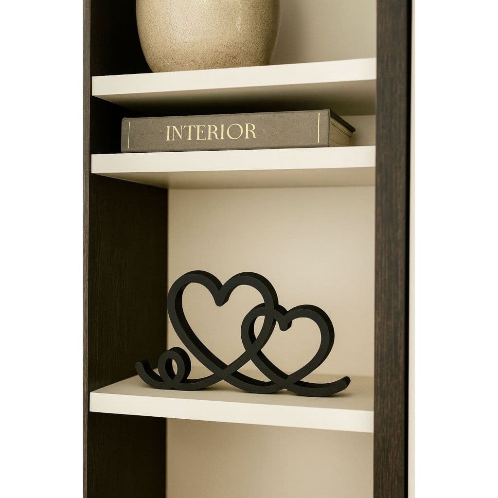 Estatueta Coração Romance 23cm - Decoração Casal Amor Eterno Enfeite para Mesa Quarto Prateleira