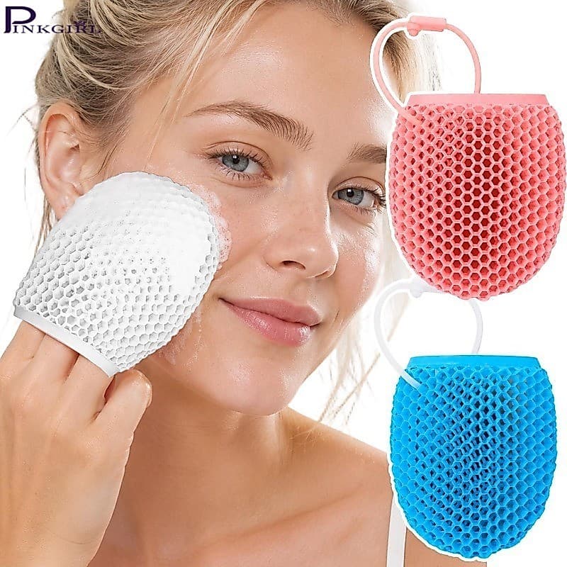 [Chic] [BR] Toucas De Banho Esfoliantes Em Favo De Mel-Escova De Limpeza Esfoliante Corporal-Luva Cuidados Com A Pele Re