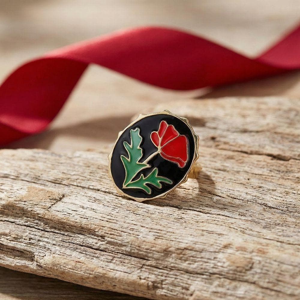 Anel De Estilo Étnico Com Flor Esmaltada RLFIBEB , Geométrico De Metal Vintage Rutilidade Irregular De Liga De Zinco , C
