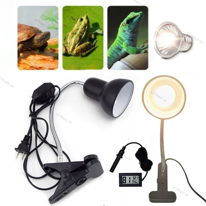 E27 UVA + UVB 220V Réptil Lâmpada De Aquecimento Deck Titular Tartarugas Basking Tartaruga Luz Clipe Termômetro Higrômet