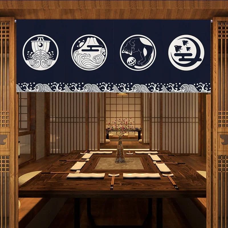 Cortina curta japonesa estilo japonês, cortina suspensa de bandeira, cozinha, Sushi japonês, restaurante, Bar, saída de