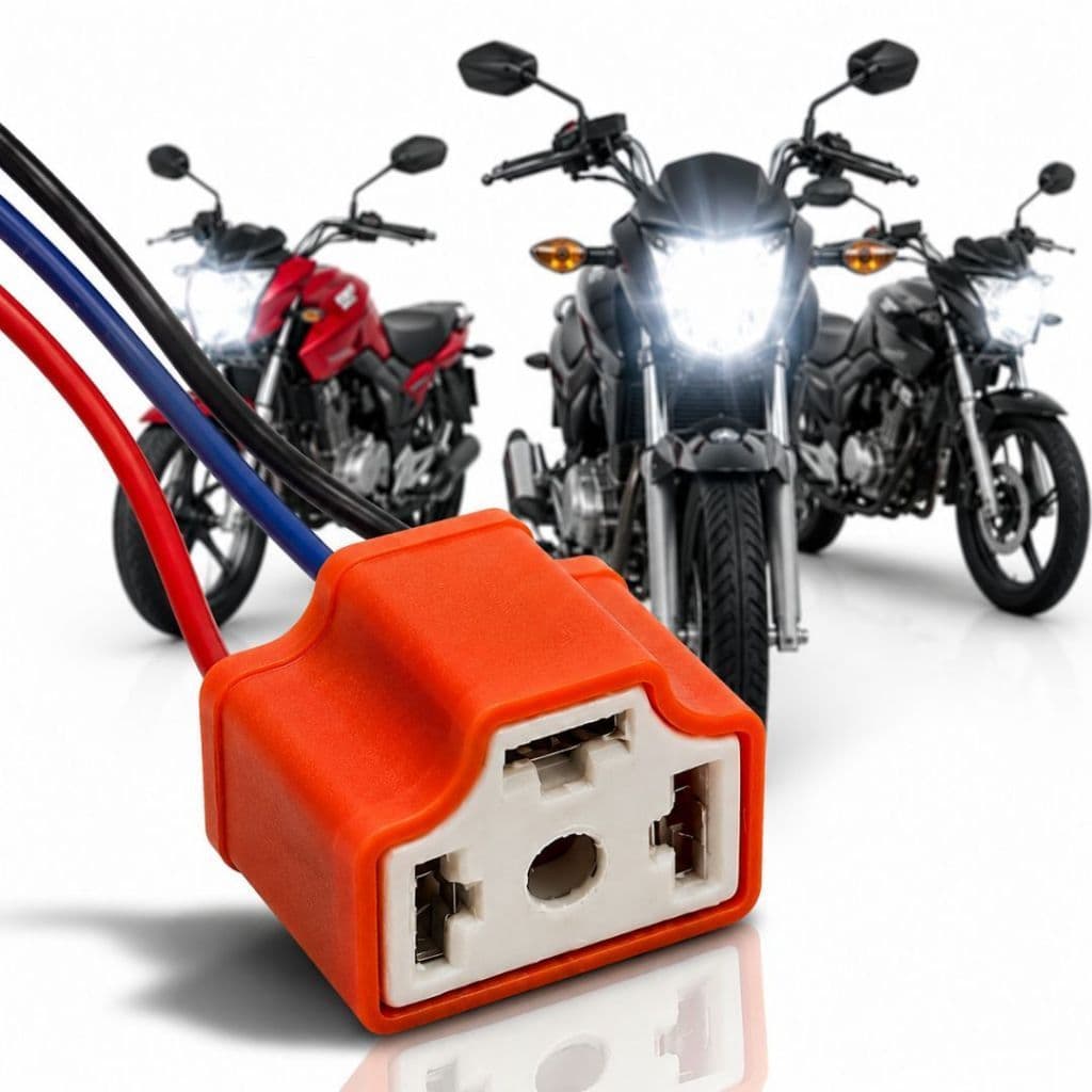 Soquete H4 H5 para Moto Universal Terminal Elétrico 3 Vias