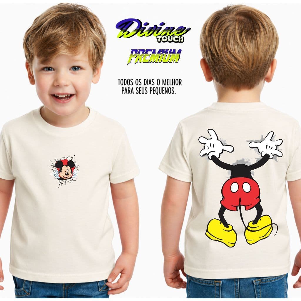 Camiseta Infantil Streetwear Malha 100% Algodão Camisa Juvenil Estiloso Desenho Mickey Mouse