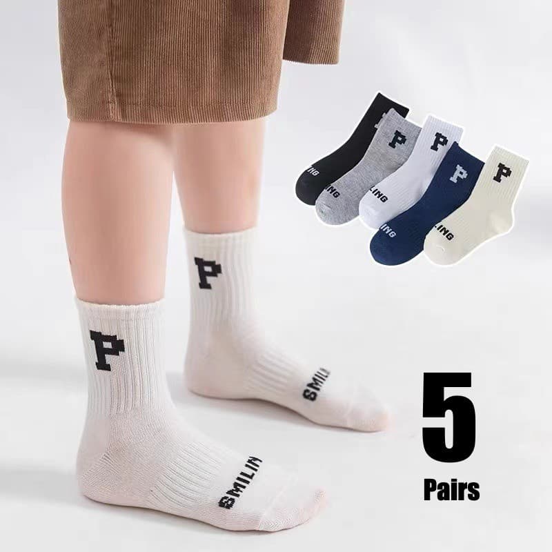 5 Pares Crianças Meias Meninos Meninas Primavera Outono Inverno Dos Desenhos Animados Na Moda Simples Algodão Meados De