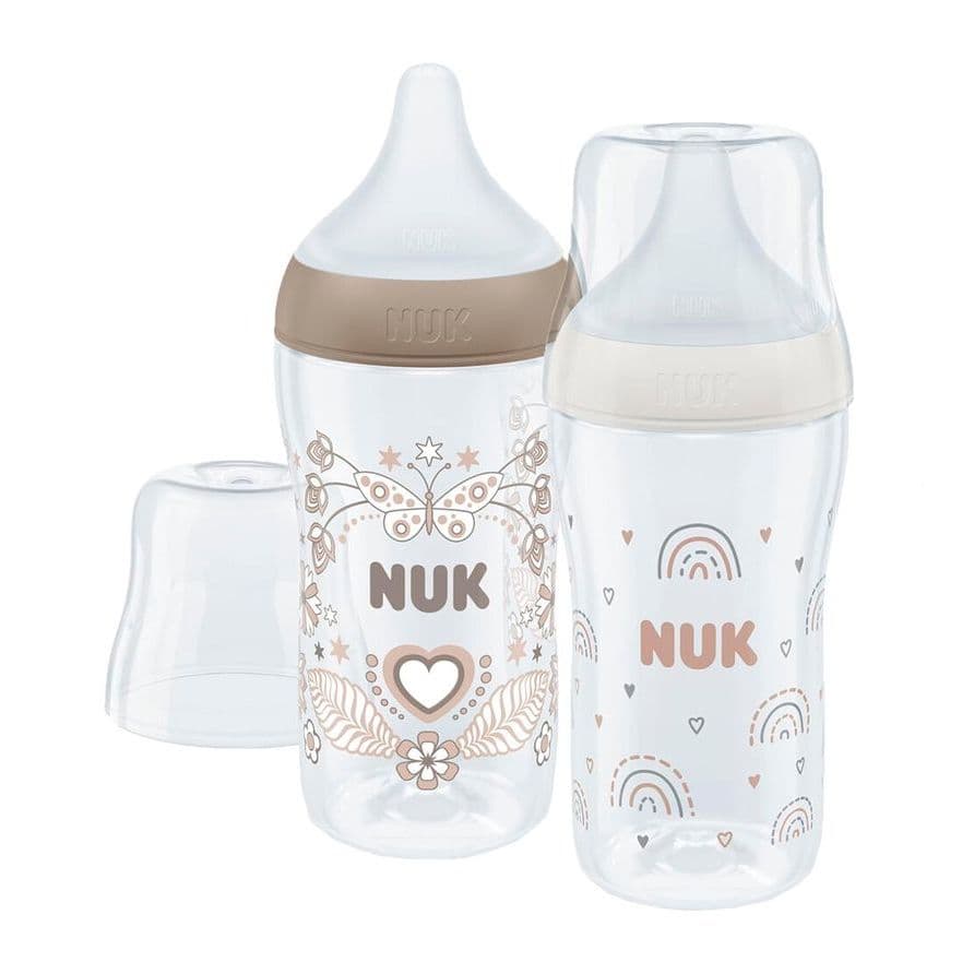 Kit 2 Mamadeiras NUK Perfect Match 260ml 3M+ Bico Silicone Controle de Temperatura