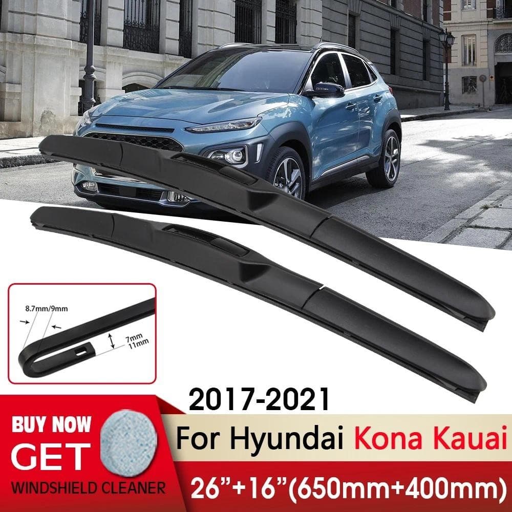 Lâminas De Limpador Dianteiro Do De Carro 26 " + 16 " Para Hyundai Kona Kauai 2017-2021 Fit U Hook Arm Limpadores De Pár