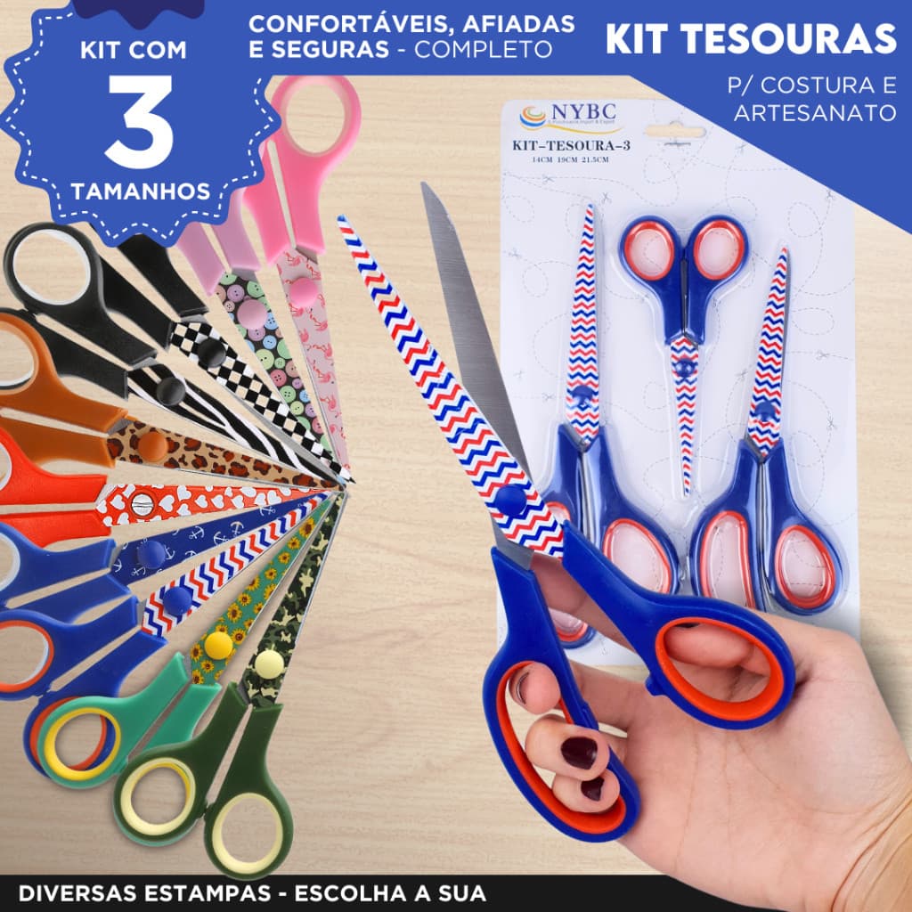Kit C/ 03  Tesoura Para Costura Decorada - Mazzal