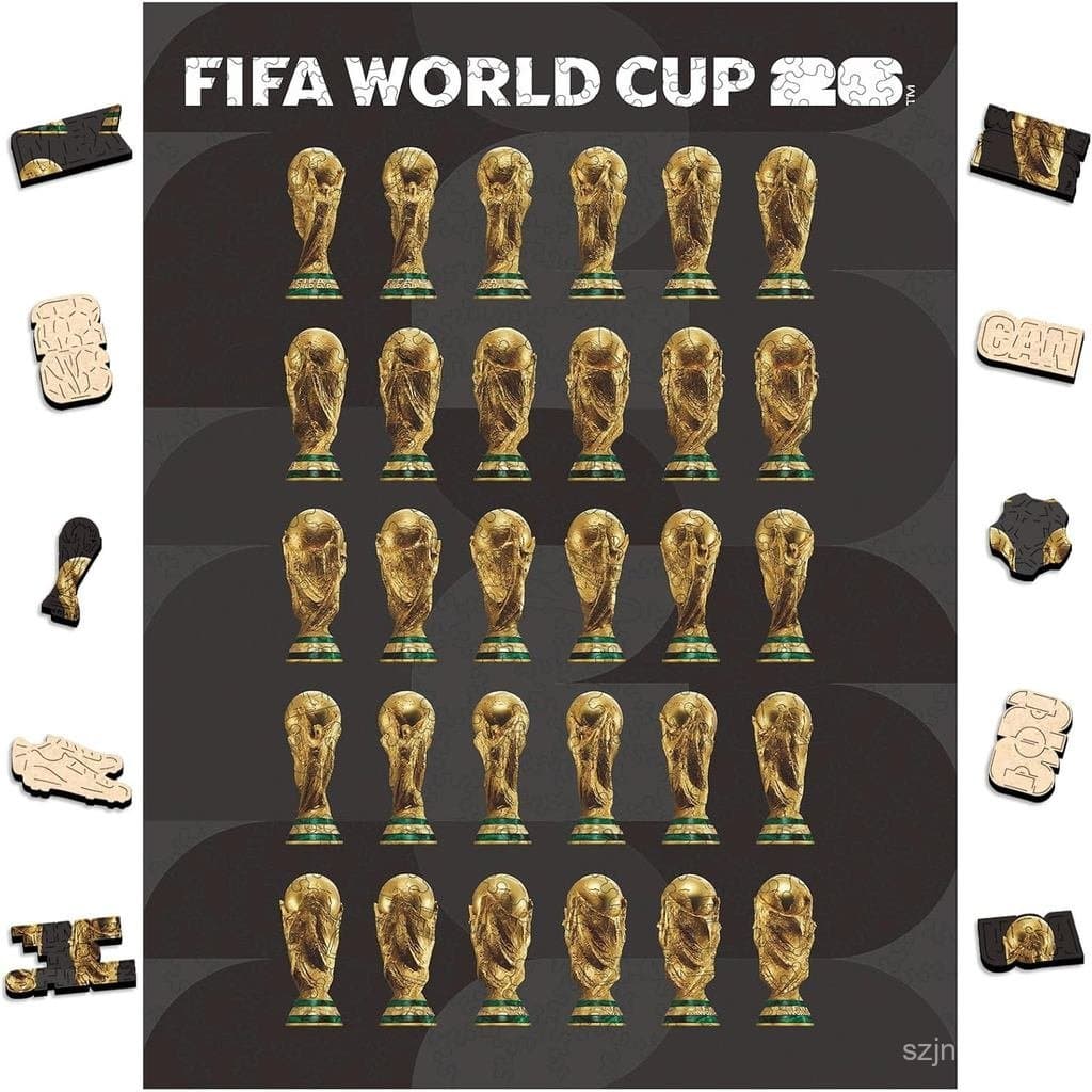 Quebra-Cabeças de Madeira do Troféu da Copa do Mundo FIFA 2026 - Quebra-Cabeças Oficialmente Licenciados com 5MM de Espe